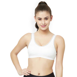 Groversons Paris Beauty Women's  Padded Non-Wired Sports Bra (BR170-WHITE)