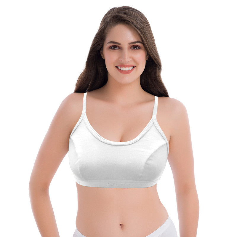 Groversons Paris Beauty Women's Non-Padded Non-Wired Seamed Full Coverage Sports Bra (BR163-WHITE)