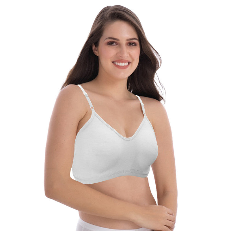Groversons Paris Beauty Women's Non-Padded Non-Wired Seamed Full Coverage Sports Bra (BR166-WHITE)
