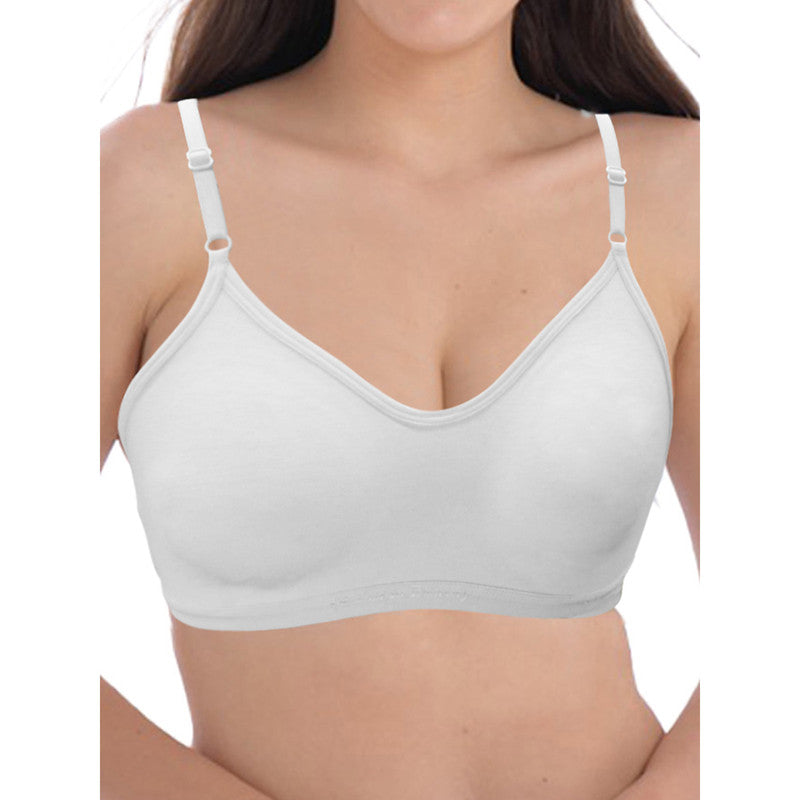 Groversons Paris Beauty Women's Non-Padded Non-Wired Seamed Full Coverage Sports Bra (BR166-WHITE)